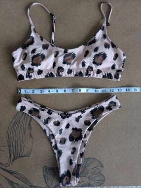 Aqua Tropic Beige Leopard Print Tankini Set
